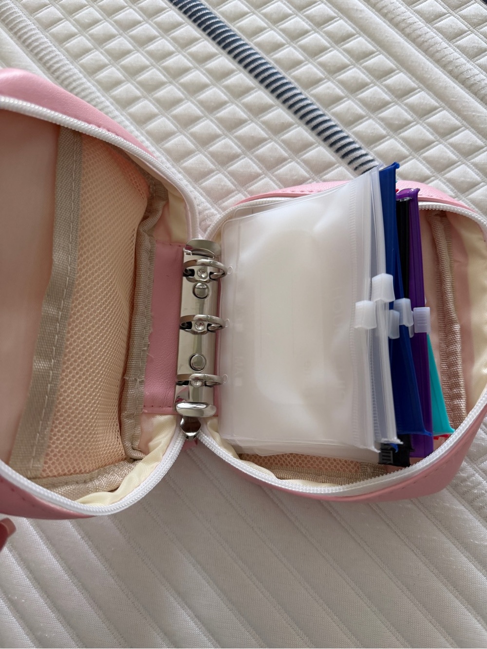 Pink Compact Zippered Pill Organizer- Lightweight Storage